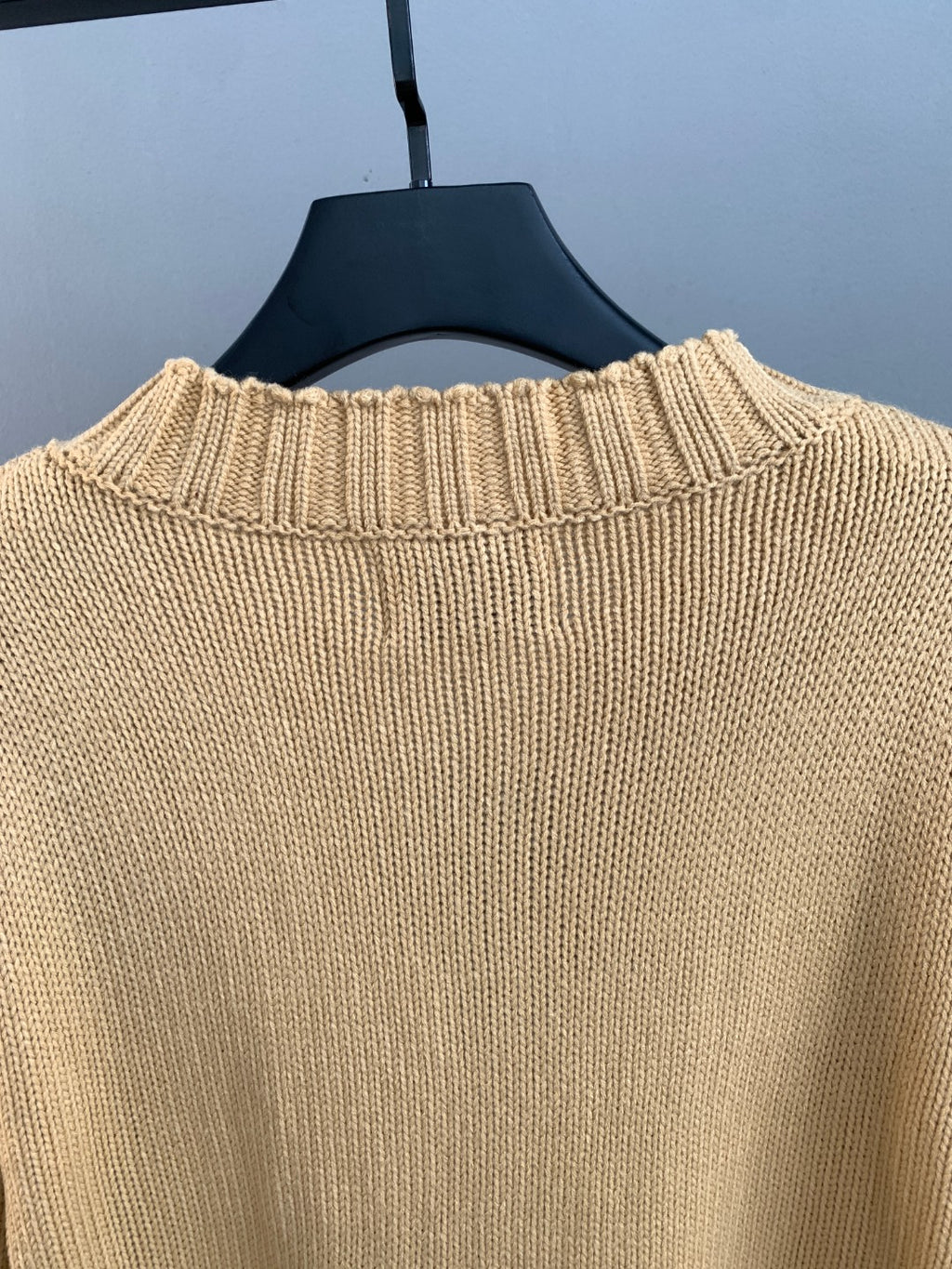 Gucci knit sweater ribbed high collar in cream with fine textured knit
