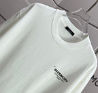 White Givenchy T-shirt close-up of crew neck and chest logo print