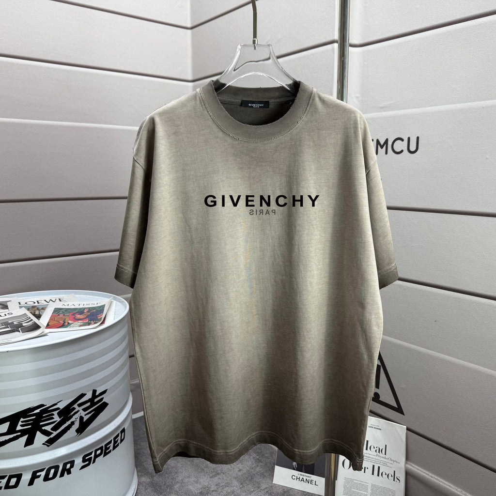 Givenchy crewneck T-shirt in light gray with GIVENCHY logo on front