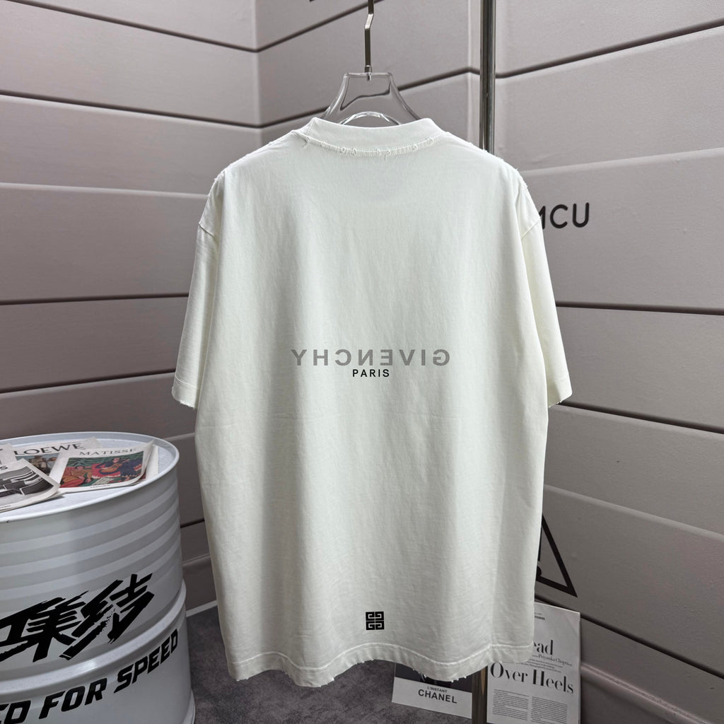 White Givenchy T-shirt with back graphic text and crew neck