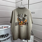 Givenchy T-shirt, sage gray, back graphic with dogs and “GIVENCHY PARIS”