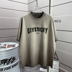 Givenchy T-shirt in sage gray with front “GIVENCHY” text and “PARIS”