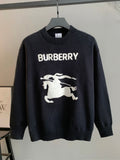 Burberry long-sleeve knit sweater in dark tone with BURBERRY logo and horse graphic
