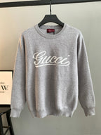 Grey long-sleeve sweatshirt with Gucci script logo