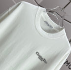 White crewneck Christian Dior T-shirt with chest logo and neck label
