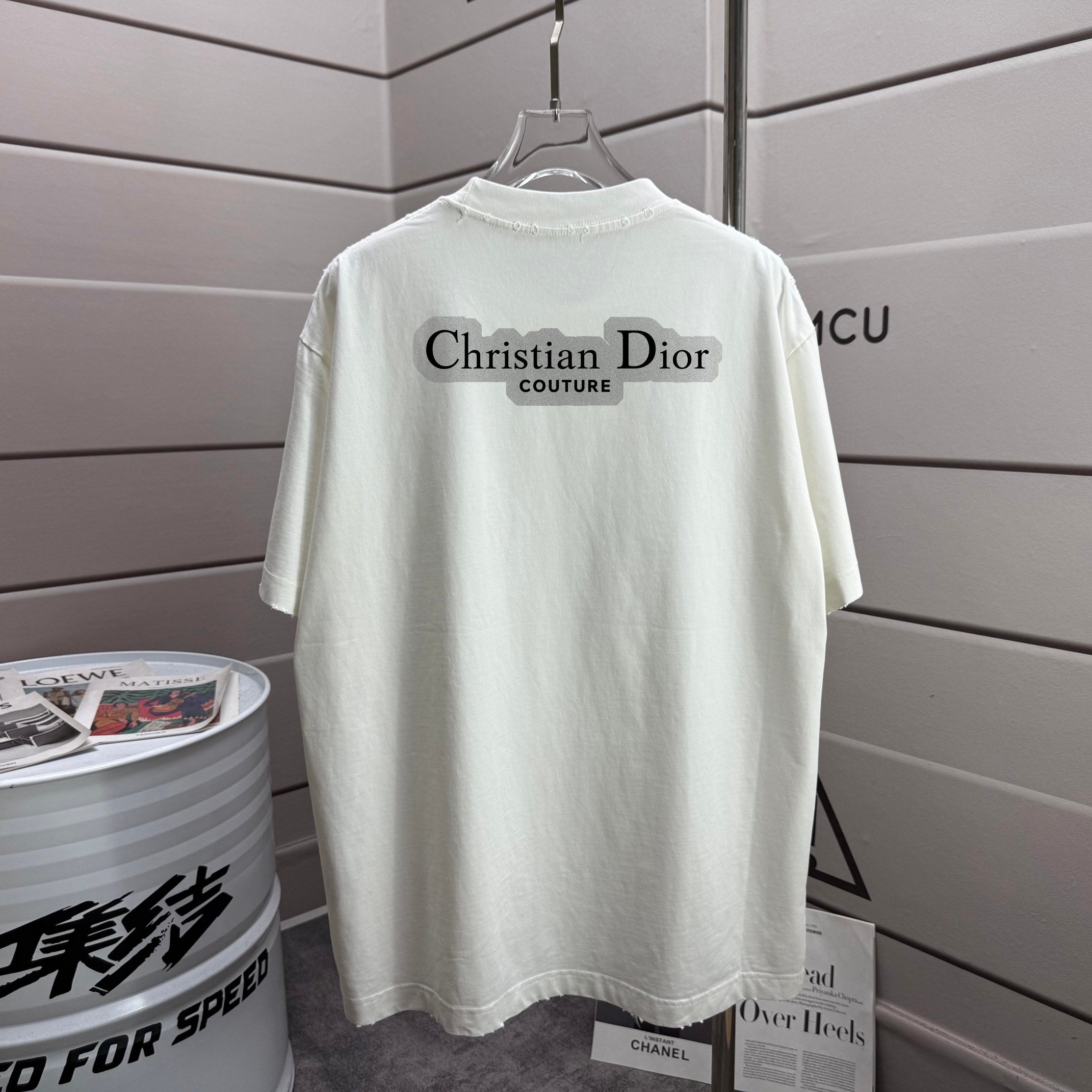White Christian Dior short-sleeve T-shirt with back center logo print