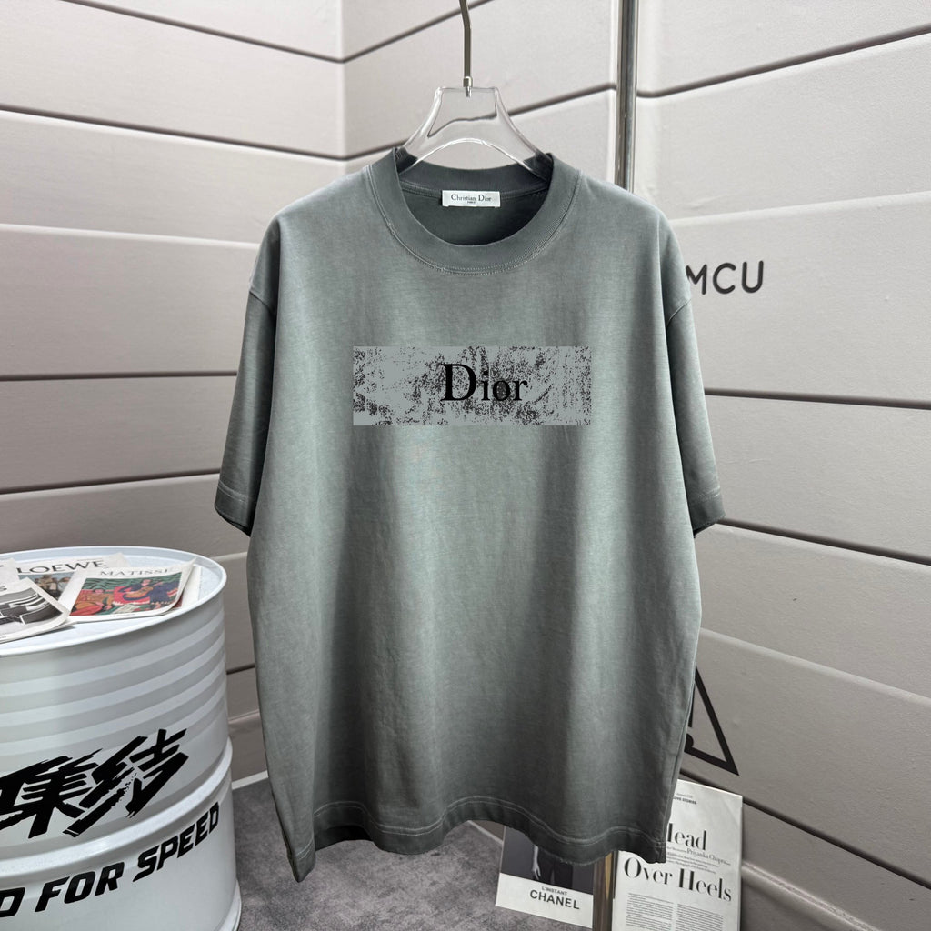 Short-sleeve T-shirt in muted green with Dior front graphic print