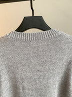 Dior grey knit sweater back with ribbed crew neckline
