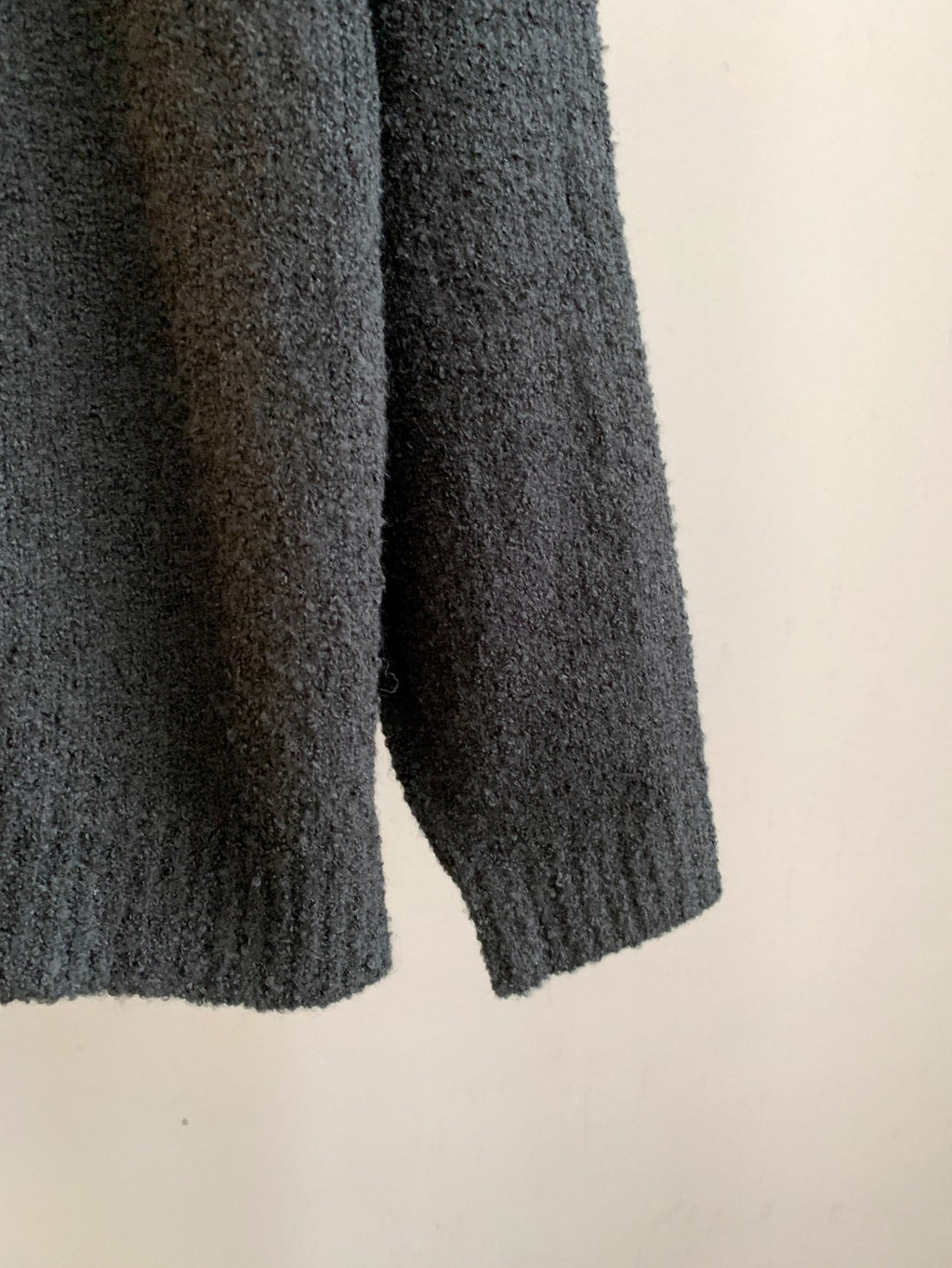 Louis Vuitton long-sleeve sweater sleeve, dark charcoal knit texture