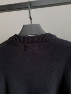 Gucci knit sweater back view with ribbed collar in dark gray knit