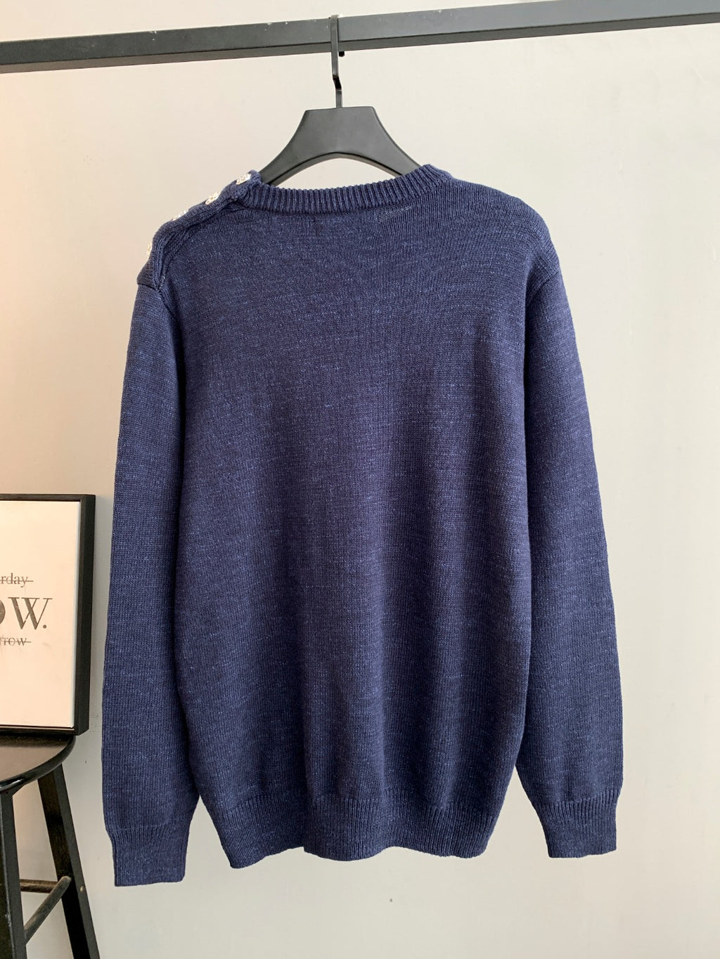 Louis Vuitton crewneck long-sleeve sweater, dark blue knit back view