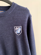 Louis Vuitton knit sweater in dark blue with small crest emblem on chest
