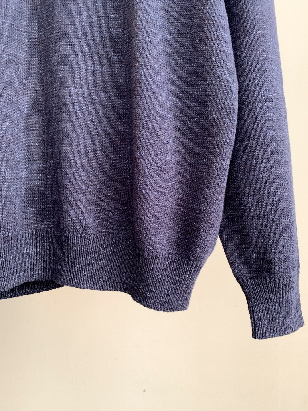 Louis Vuitton dark blue knit sweater with ribbed hem and long sleeves