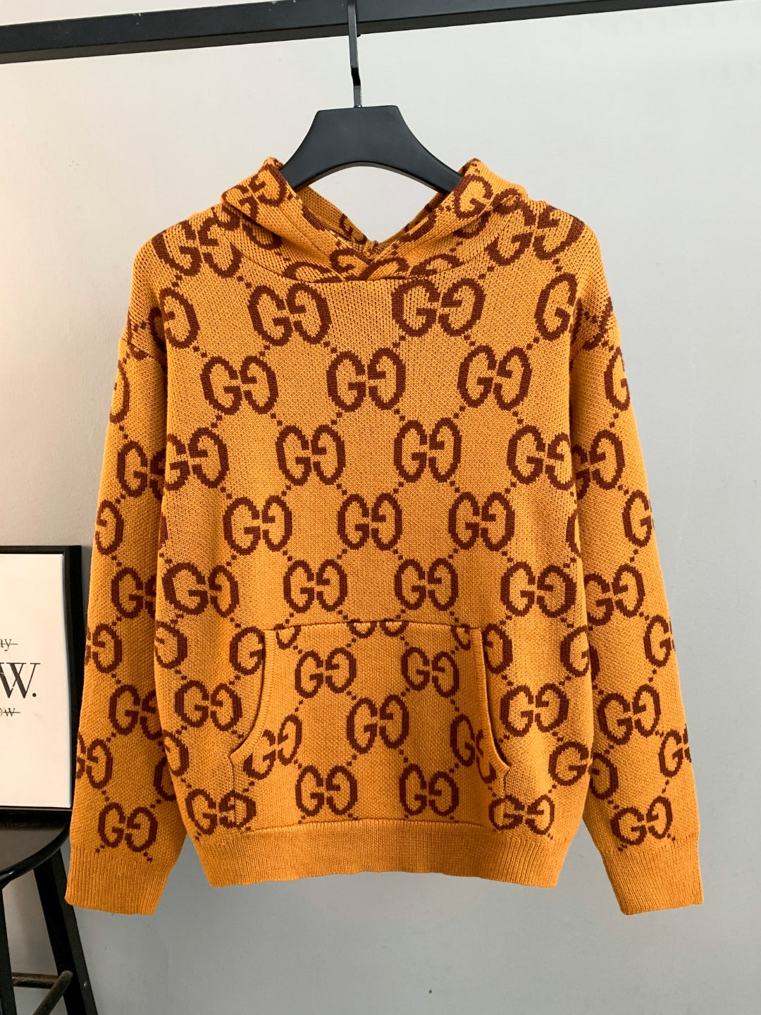 Gucci GG monogram knit sweater with crew neck, orange