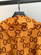 Gucci GG monogram knit sweater back view, orange knit pattern