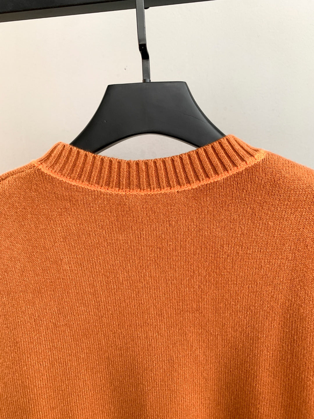 Fendi orange long-sleeve sweater back with ribbed crew neckline