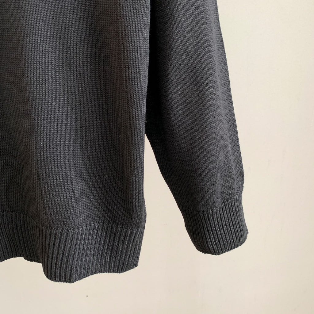 Prada dark gray knit sweater sleeve with ribbed cuff and hem
