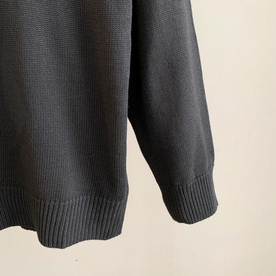 Prada dark gray knit sweater sleeve with ribbed cuff and hem
