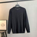 Prada long-sleeve knit sweater, dark gray, ribbed crew neck; plain back