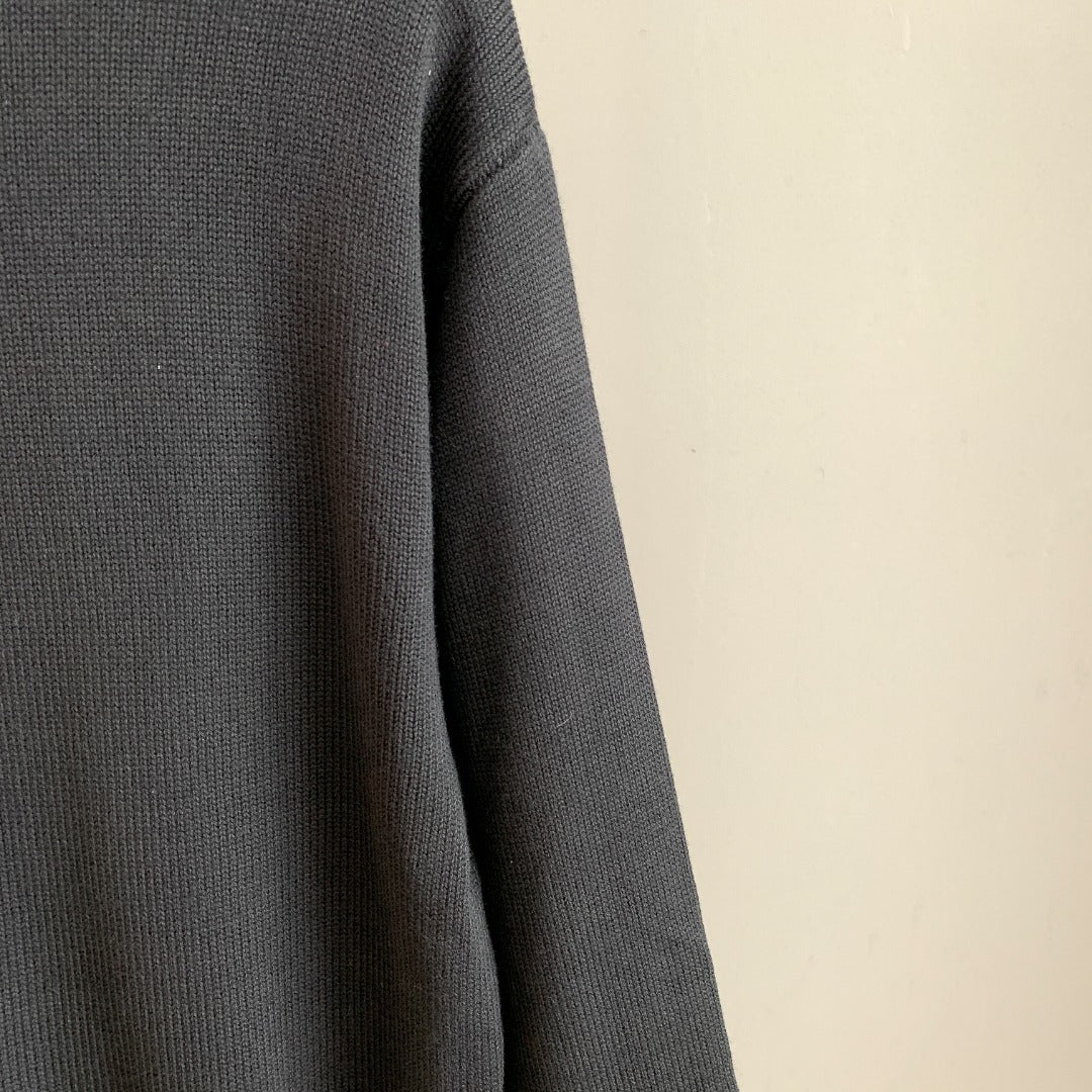 Prada dark gray knit sweater side panel with long sleeves