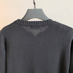Prada dark gray knit sweater back with ribbed collar