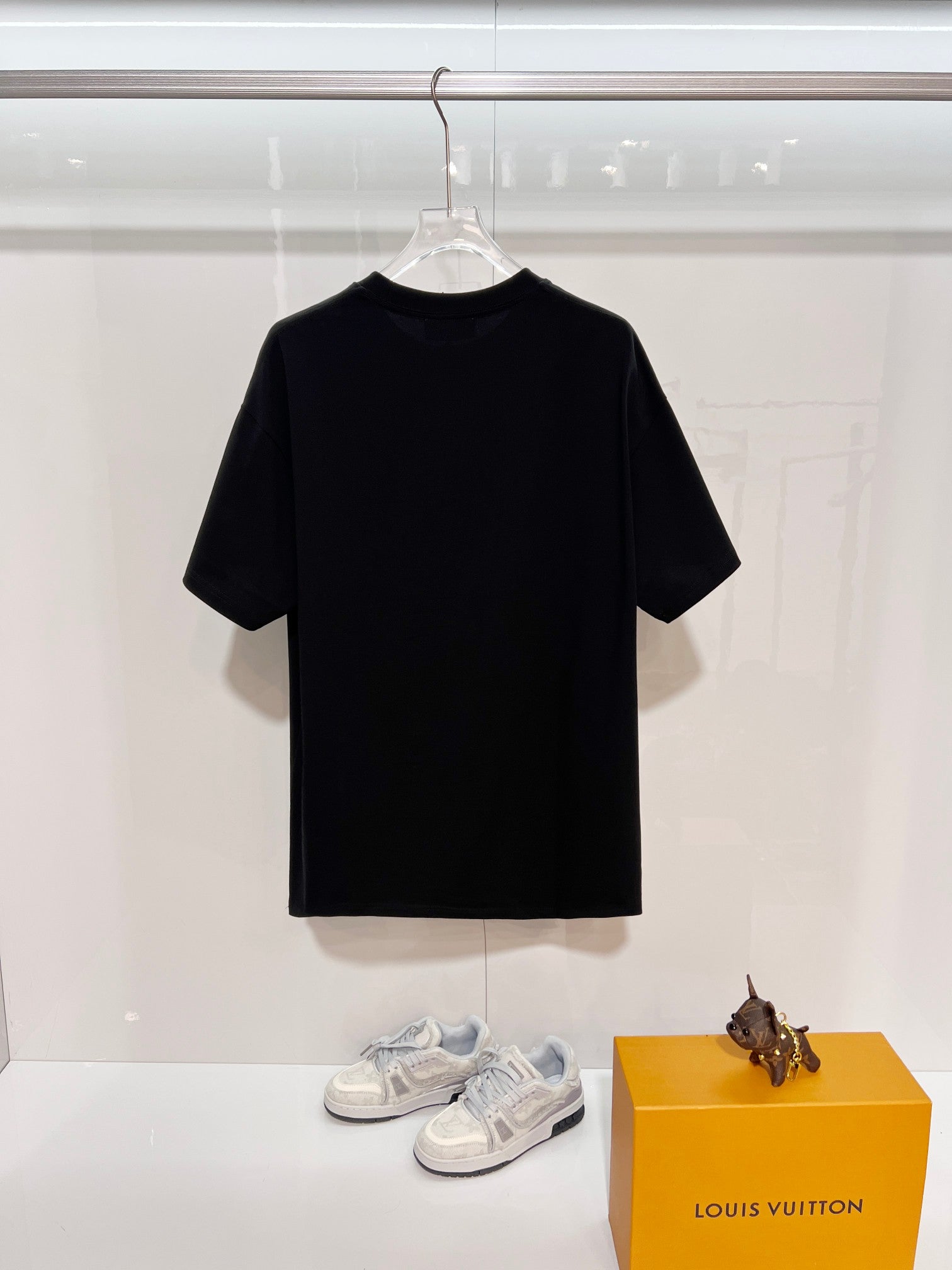 Black Gucci T-shirt, front view, crew neck short sleeves
