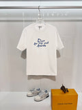 White Dior short-sleeve T-shirt with blue 'Dior for my real friends' print