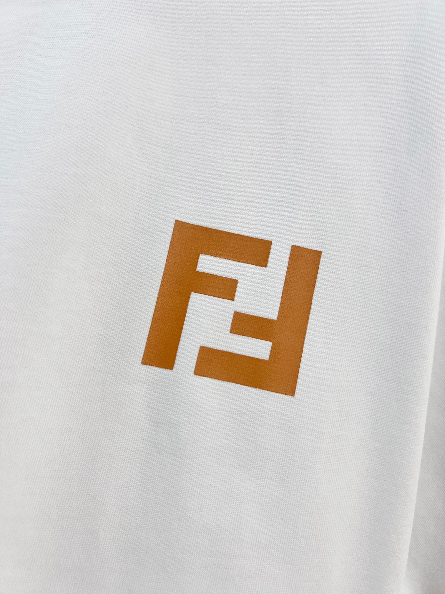 Fendi white short-sleeve T-shirt with large orange FJ logo print