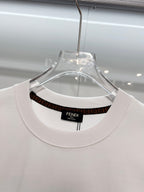 Fendi white short-sleeve T-shirt crew neck with patterned inner collar