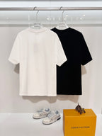 Fendi short-sleeve shirts, one white and one black, crew neck, short hem
