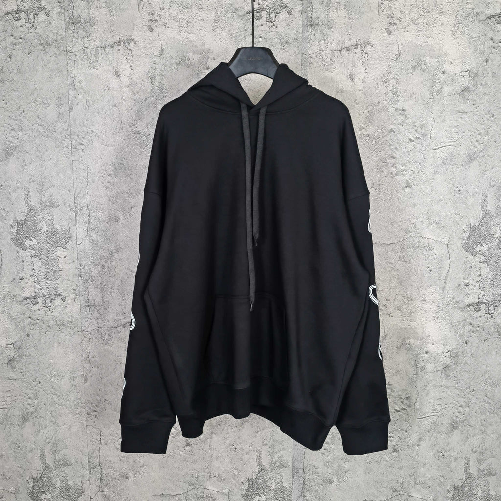 Balenciaga black hoodie with front hood and drawstring, no visible logo
