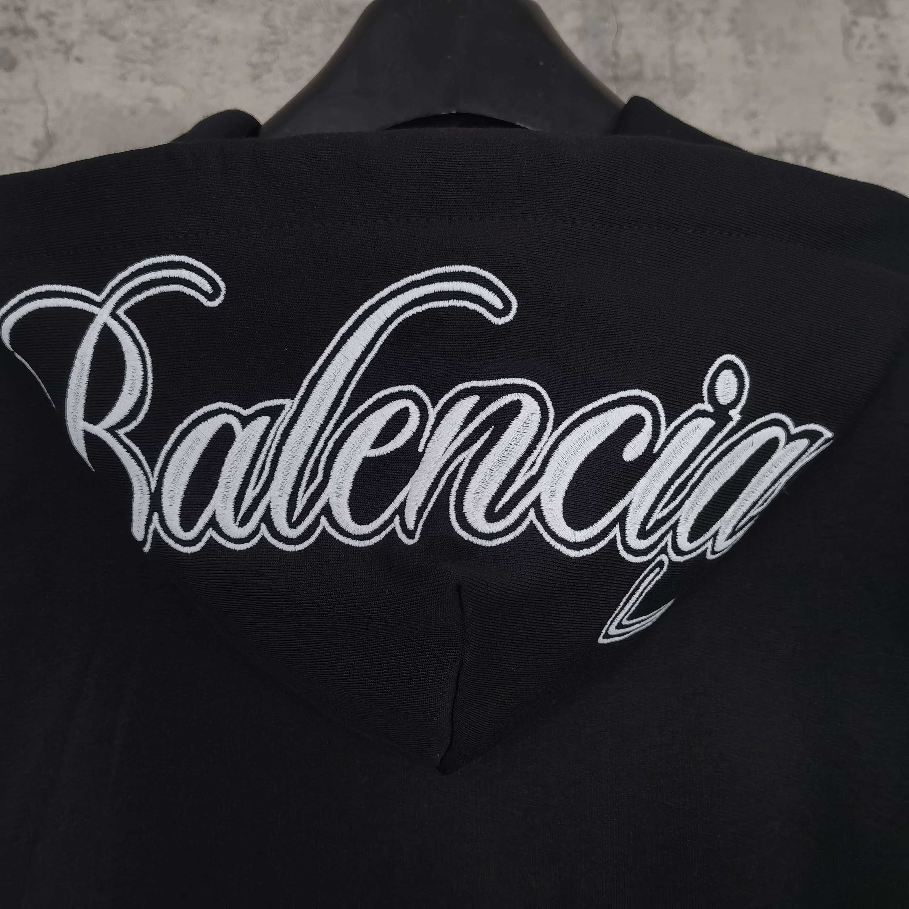 Balenciaga black hoodie close-up of large back logo