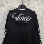 Balenciaga black hoodie back view with large centered logo