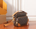 Louis Vuitton mini crossbody bag with brown monogram print and gold-tone hardware