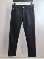 Burberry long pants, black denim with belt loops and front button closure