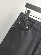 Burberry long pants, black denim waistband with metal button and belt loops