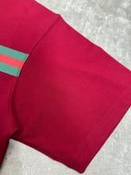 Gucci red T-shirt side seam and hem detail