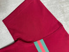 Gucci red T-shirt sleeve and hem with green/pink stripe accent