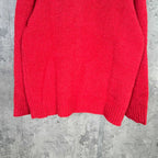 Louis Vuitton long knit cardigan, red ribbed hem and textured knit front