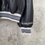 Balenciaga logo patch sleeve cuff with striped ribbing