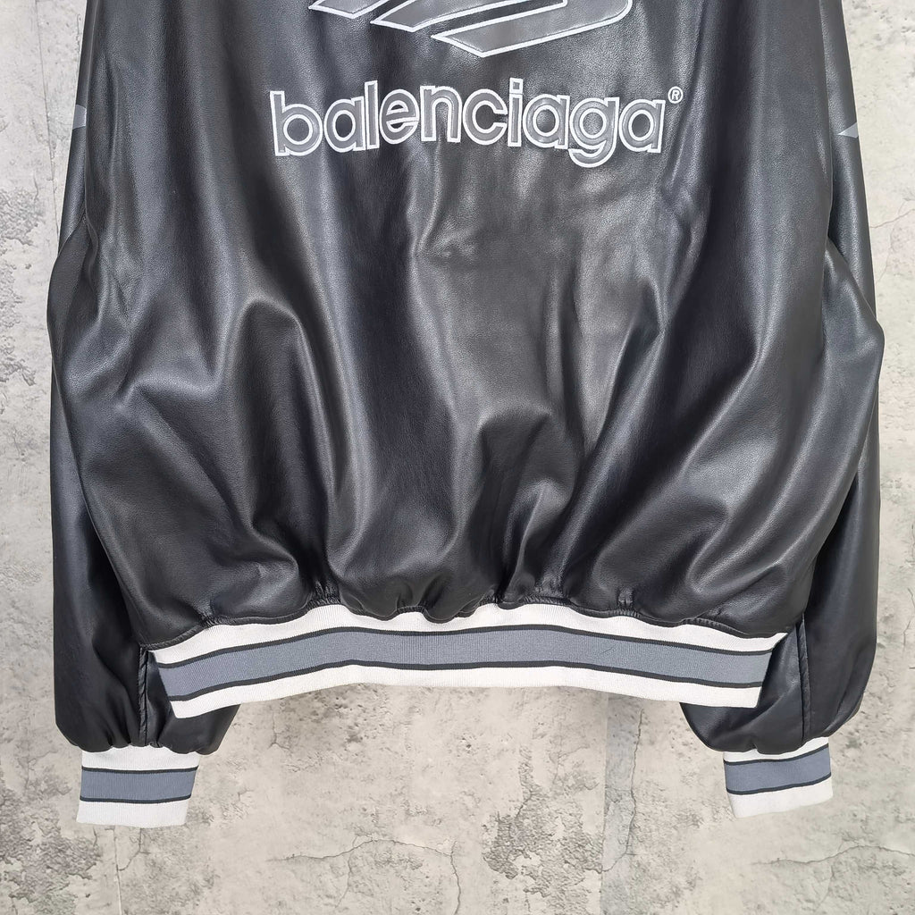 Balenciaga black jacket with ribbed striped hem and cuffs