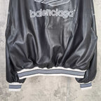 Balenciaga black jacket with ribbed striped hem and cuffs