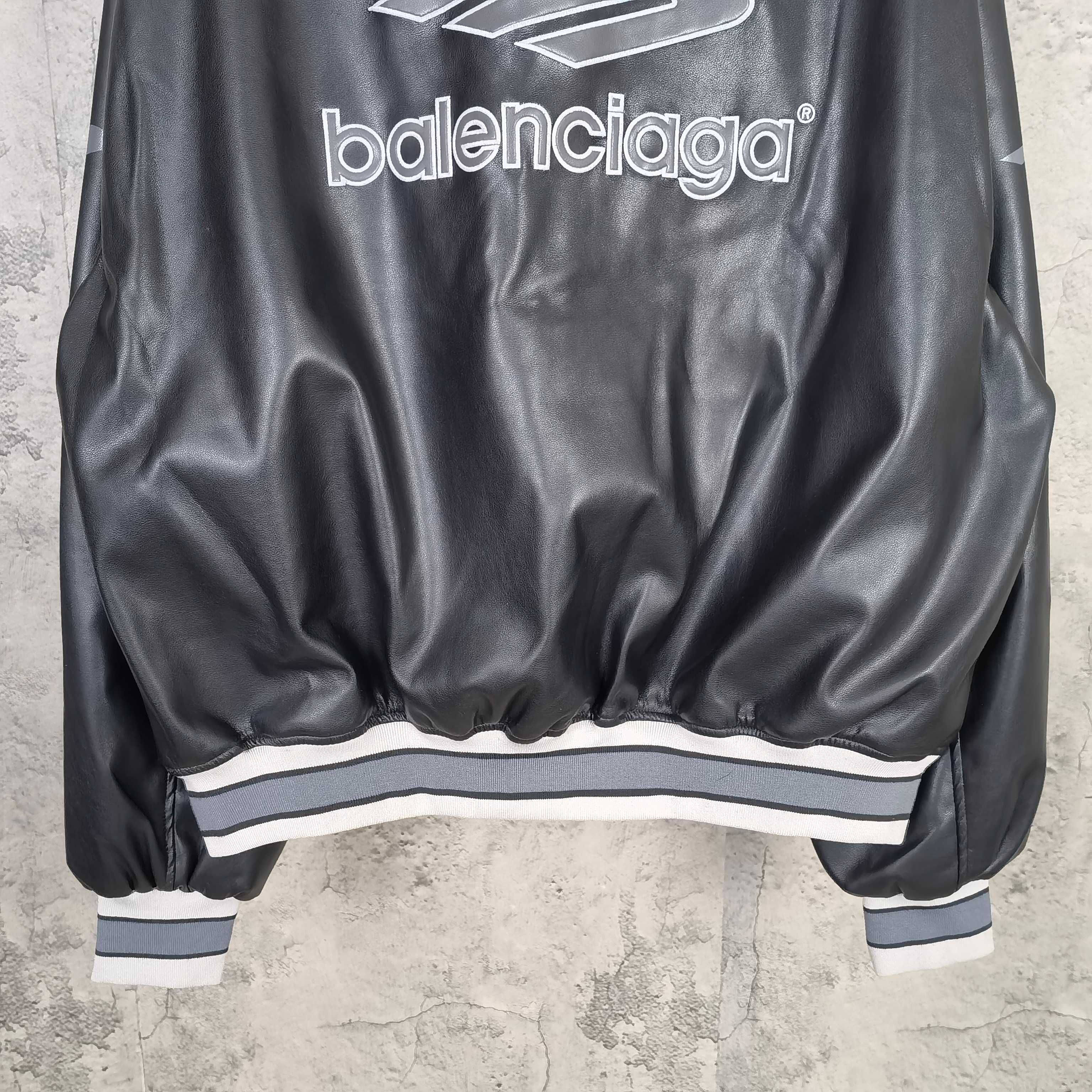 Balenciaga black jacket with ribbed striped hem and cuffs