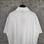 Balenciaga white polo shirt back view with short sleeves, plain rear design