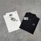 Balenciaga polo shirts set: white and dark, short sleeves, chest logo