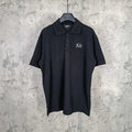 Balenciaga polo shirt, dark color, short sleeves, button placket, chest logo
