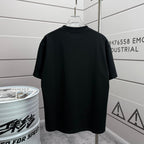 Black crew-neck T-shirt with plain back and short sleeves