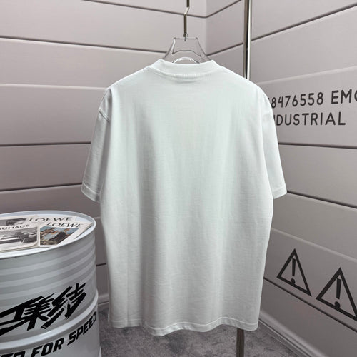 Amiri white short-sleeve T-shirt back view, plain fabric with crew neckline
