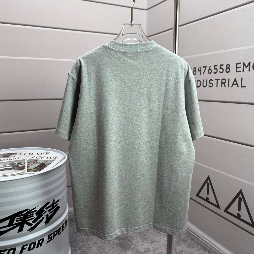 Light mint heather T-shirt, back view, crew neck and short sleeves.