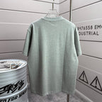 Light mint heather T-shirt, back view, crew neck and short sleeves.
